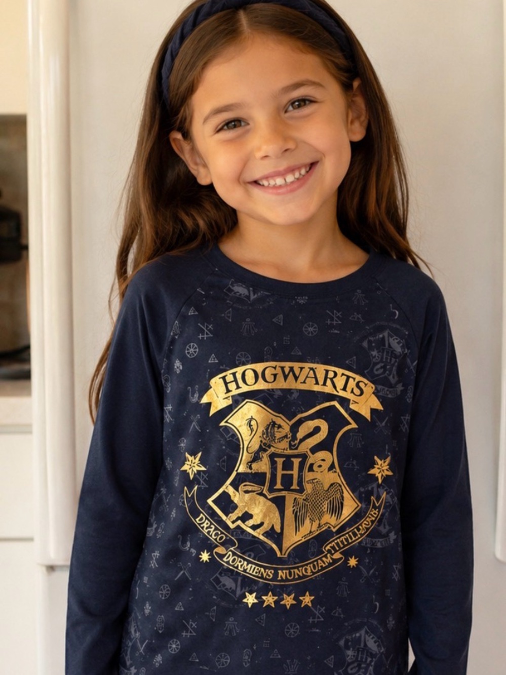 Navy Long-Sleeve Kids gown 7/8